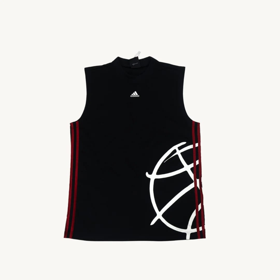 Camiseta de Basquetbol Adidas Balon Gigante Negra Roja