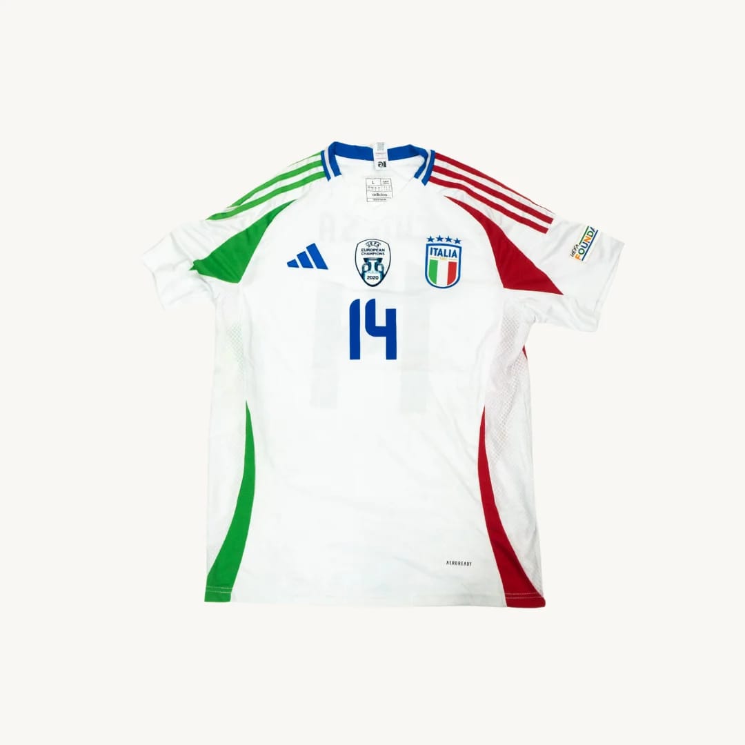 Camiseta de Futbol Seleccion de Italia Federico Chiesa 14 Adidas Blanca