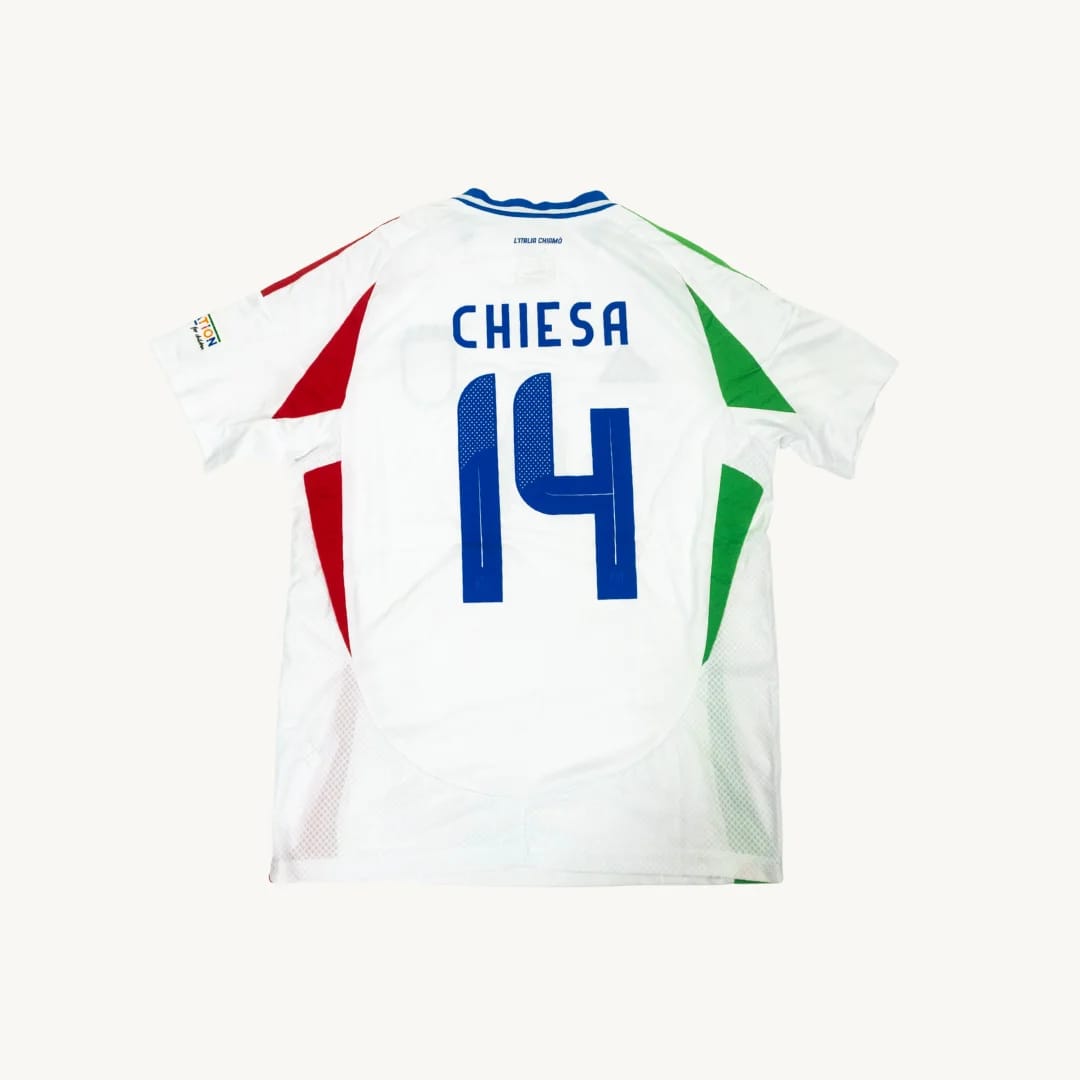 Camiseta de Futbol Seleccion de Italia Federico Chiesa 14 Adidas Blanca