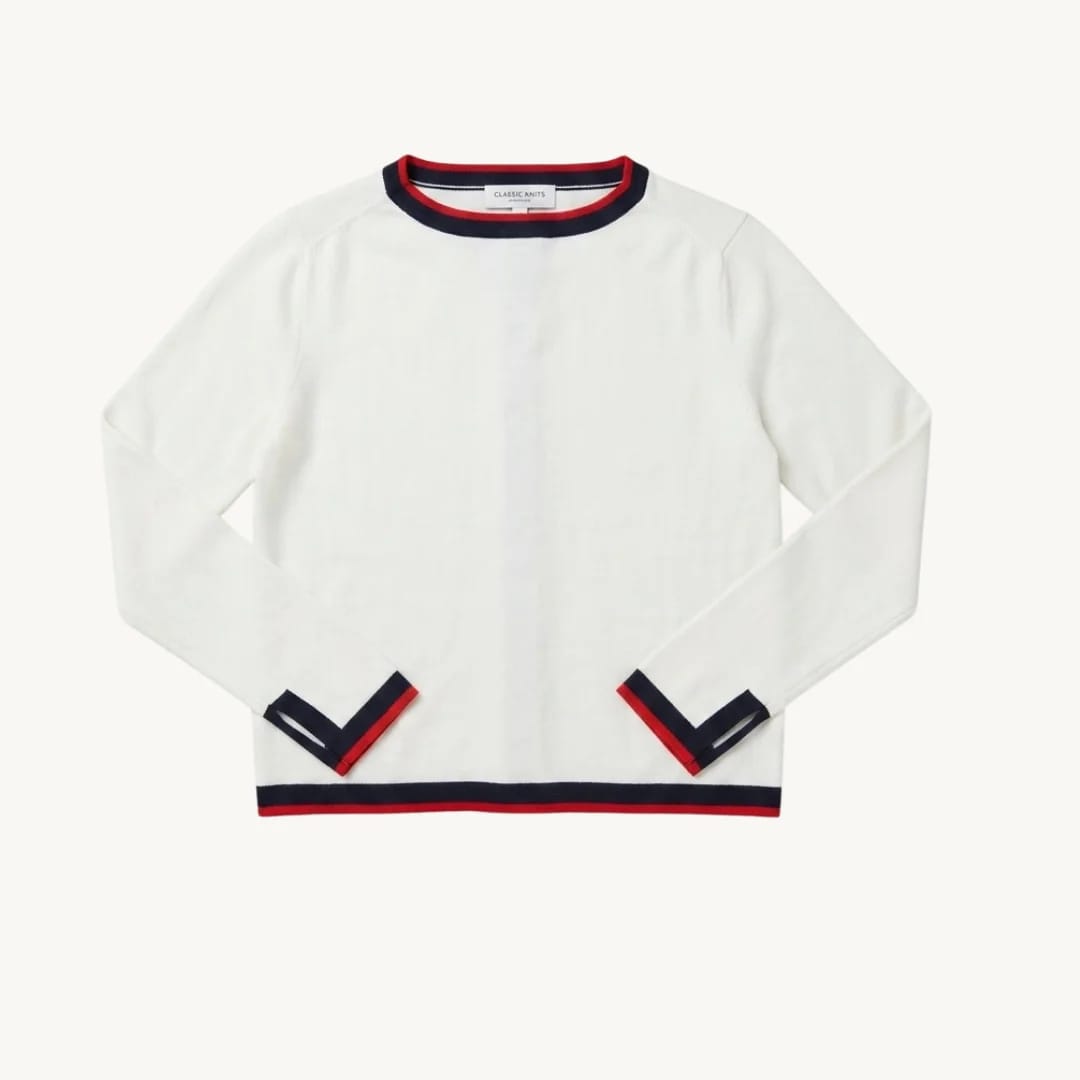 Cárdigan Zara Knit - Blanco con Ribetes en Contraste