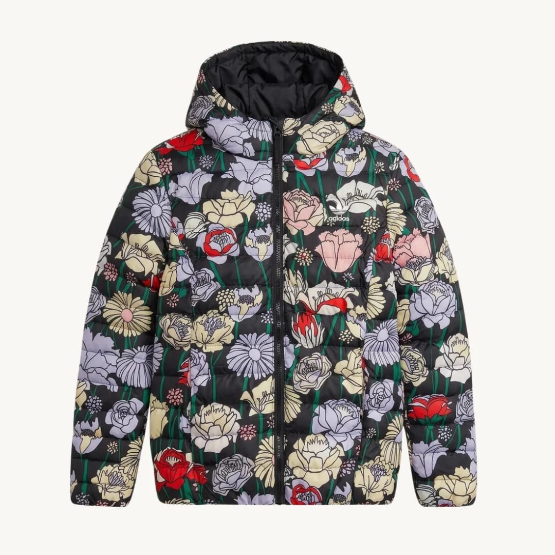 Chaqueta Puffer Adidas Floral con Capucha