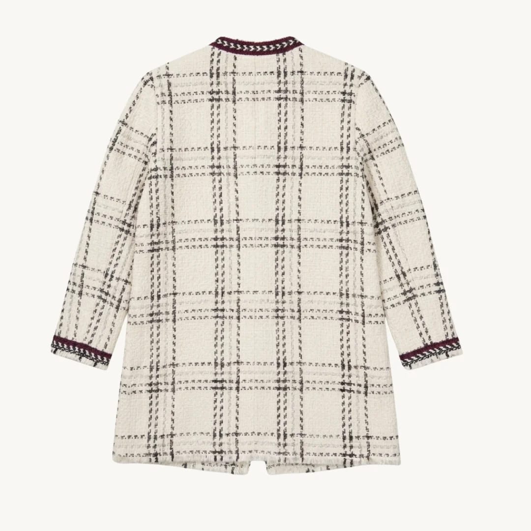 Chaqueta Zara de Tweed - Cuadros Crema y Negro