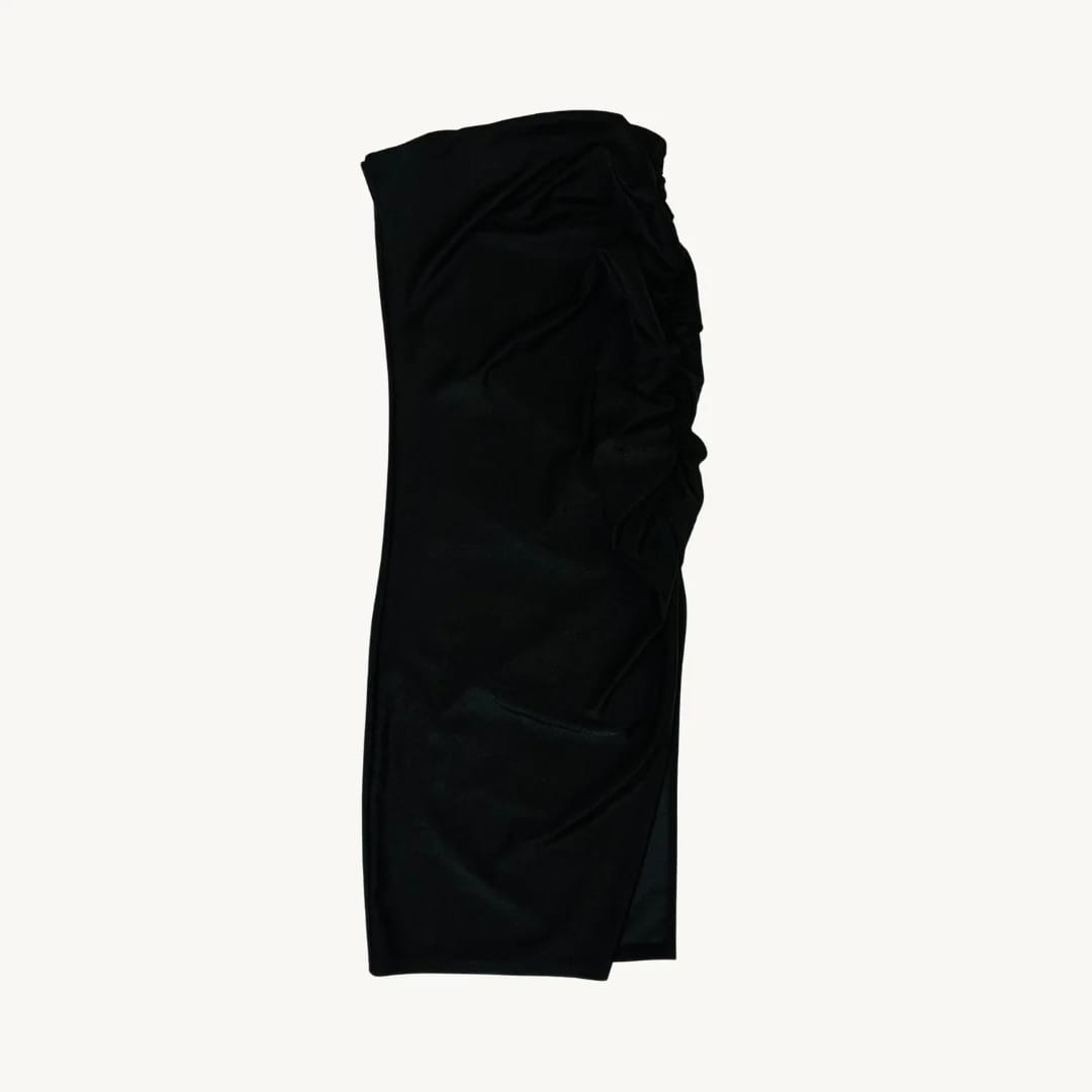 Falda Midi Ajustable con Drapeado Lateral - Negro