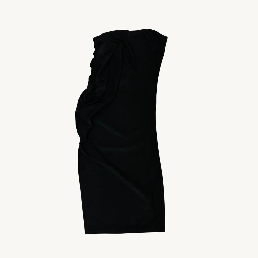 Falda Midi Ajustable con Drapeado Lateral - Negro