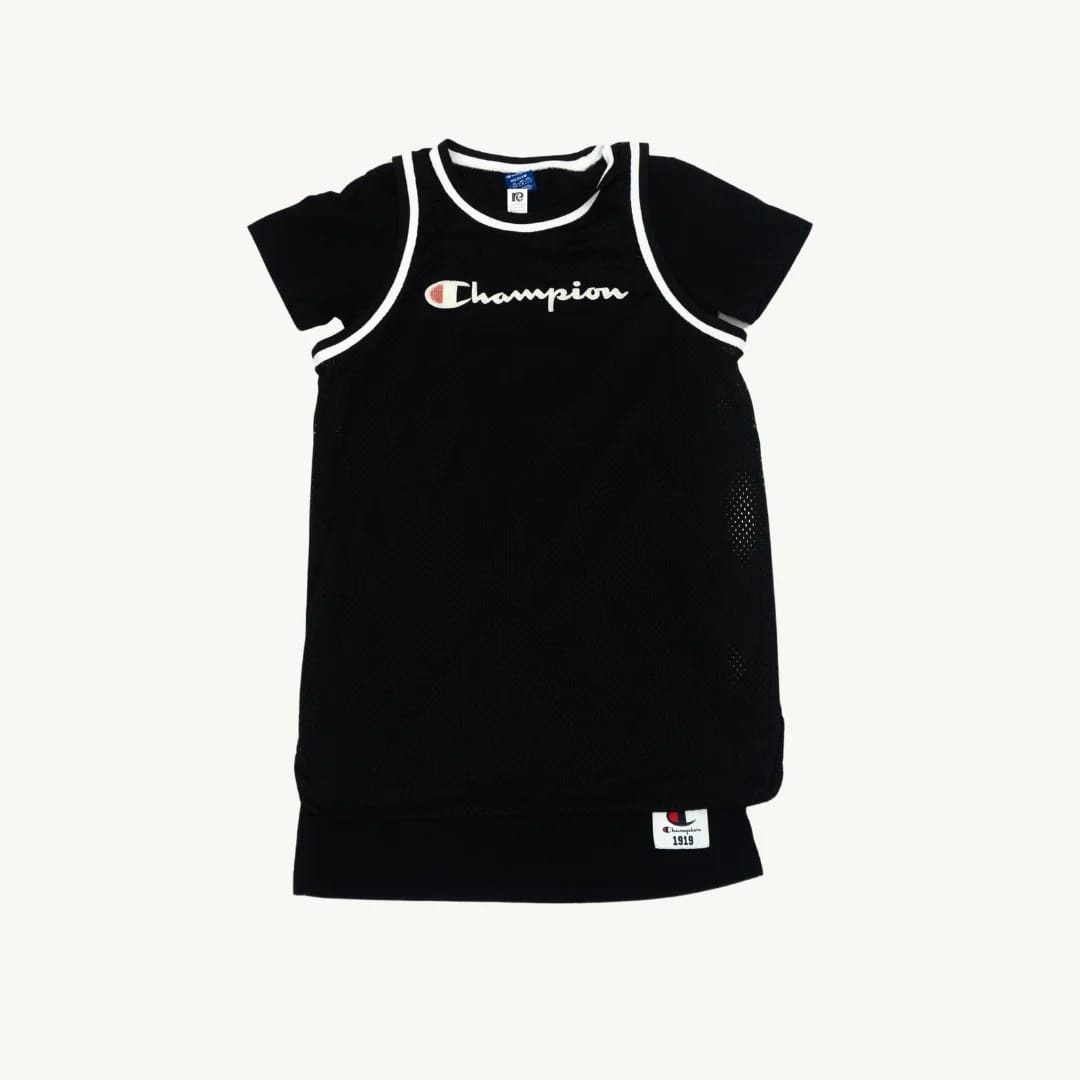 Polera Vestido Dos en Uno Champion Mesh Negro de Mujer