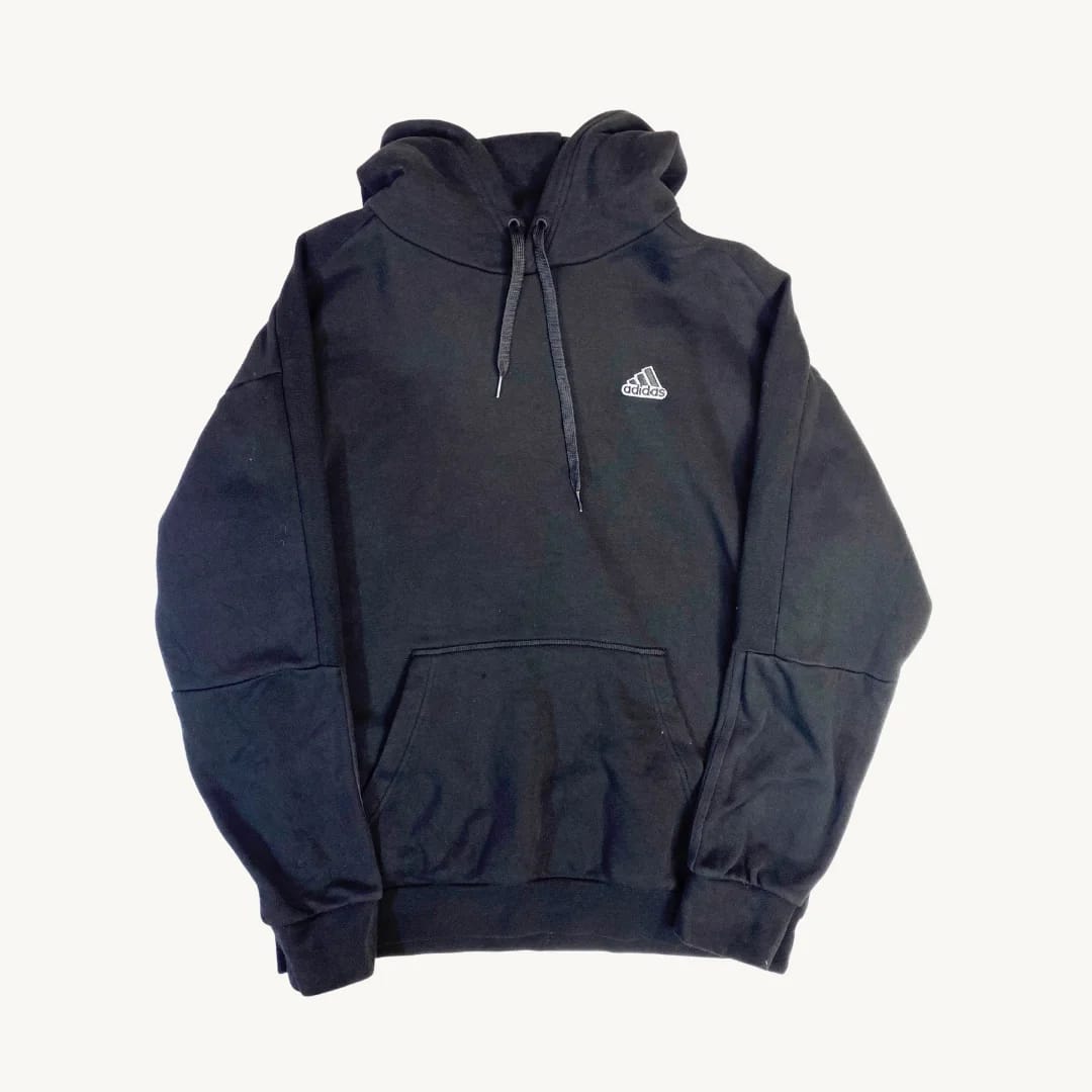 Poleron Adidas con Capucha y Logo Pequeño Bordado en Negro