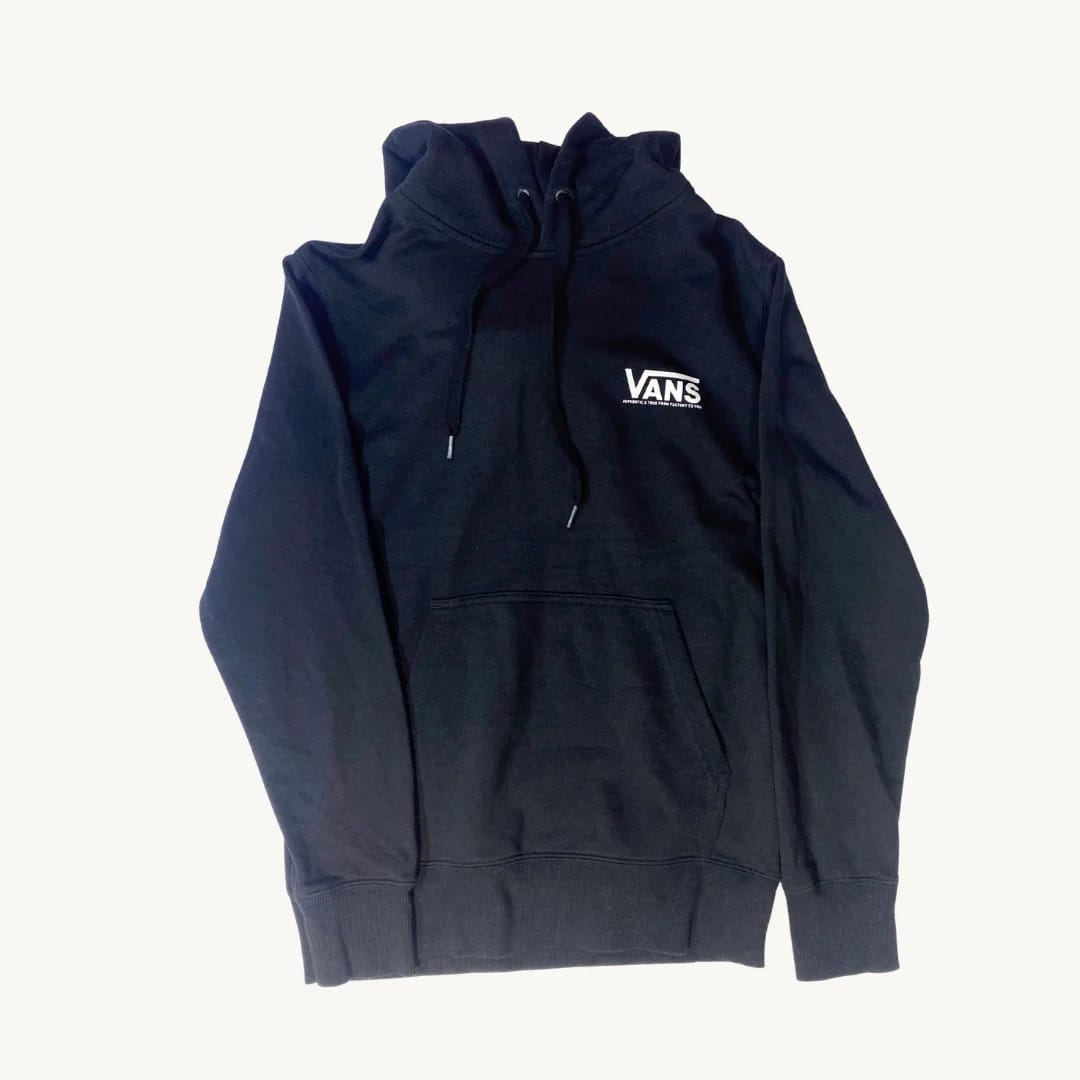 Poleron Vans Negra Clásica con Capucha