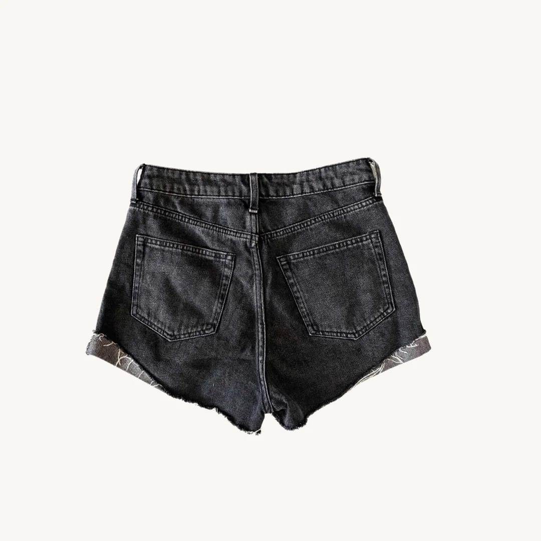 Short de Mezclilla H&M - Negro Desgastado