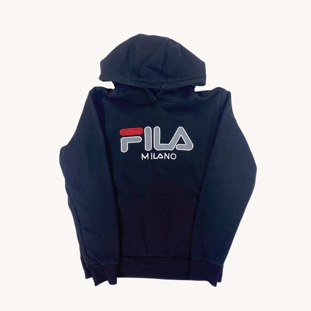 Poleron con Capucha Fila Milano Negra Logo Grande