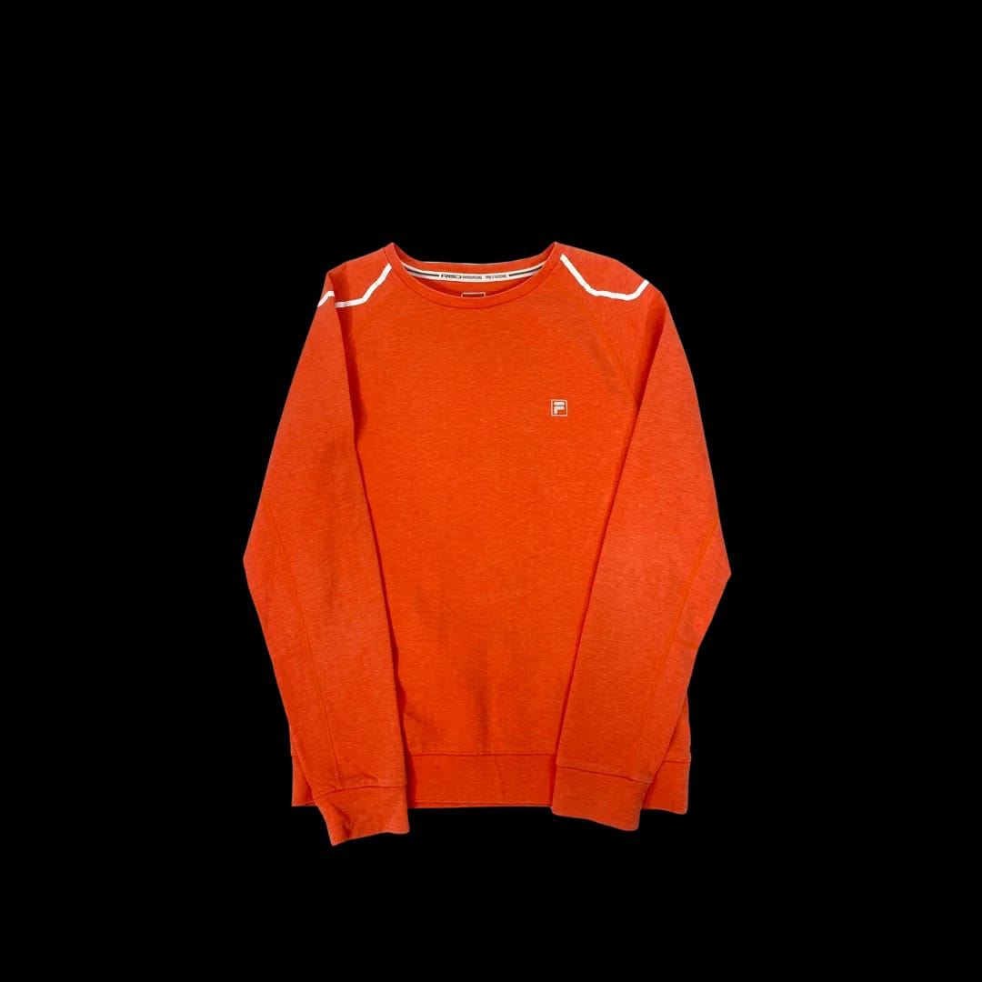 Poleron Fila Naranja Neón Logo Pequeño Diseño Deportivo