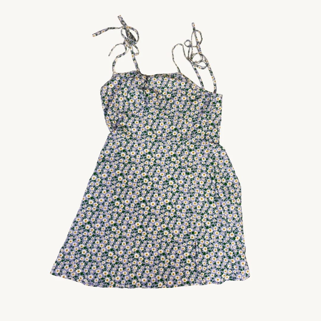 Vestido Corto de Tirantes con Estampado de Margaritas