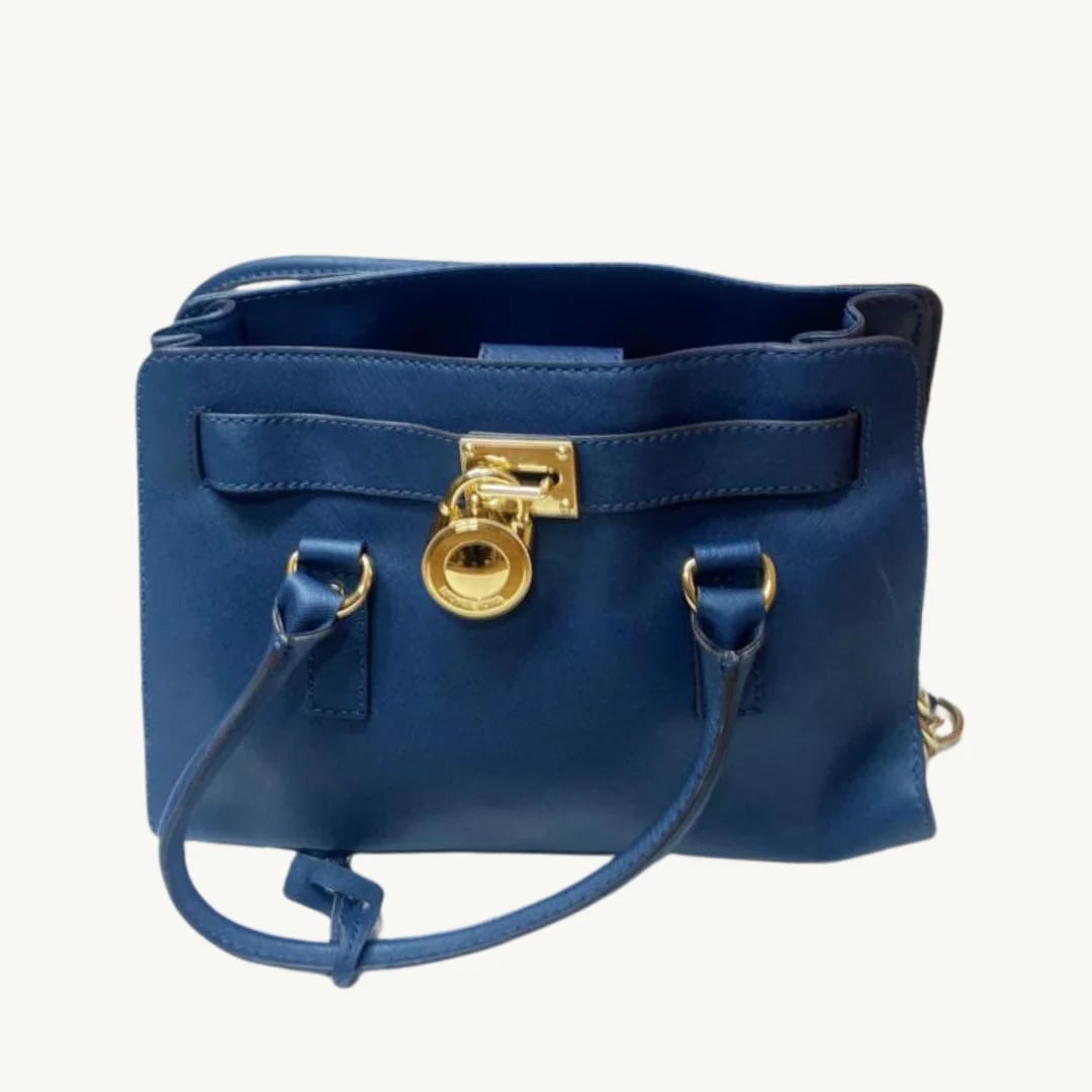 Bolso Satchel Michael Kors Hamilton en Cuero Saffiano Azul Navy