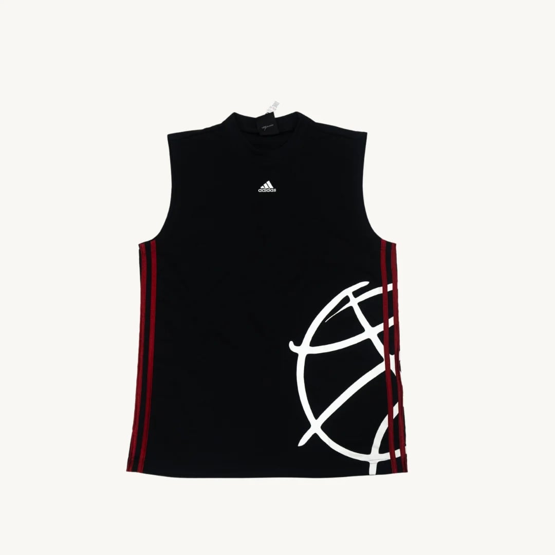 Camiseta de Basquetbol Adidas Balon Gigante Negra Roja