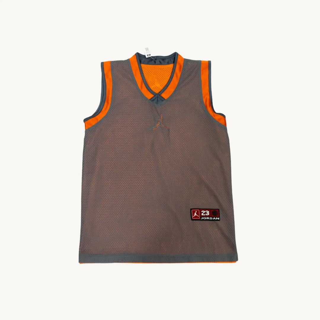 Camiseta de Basquetbol Jordan Reversible Gris Naranja