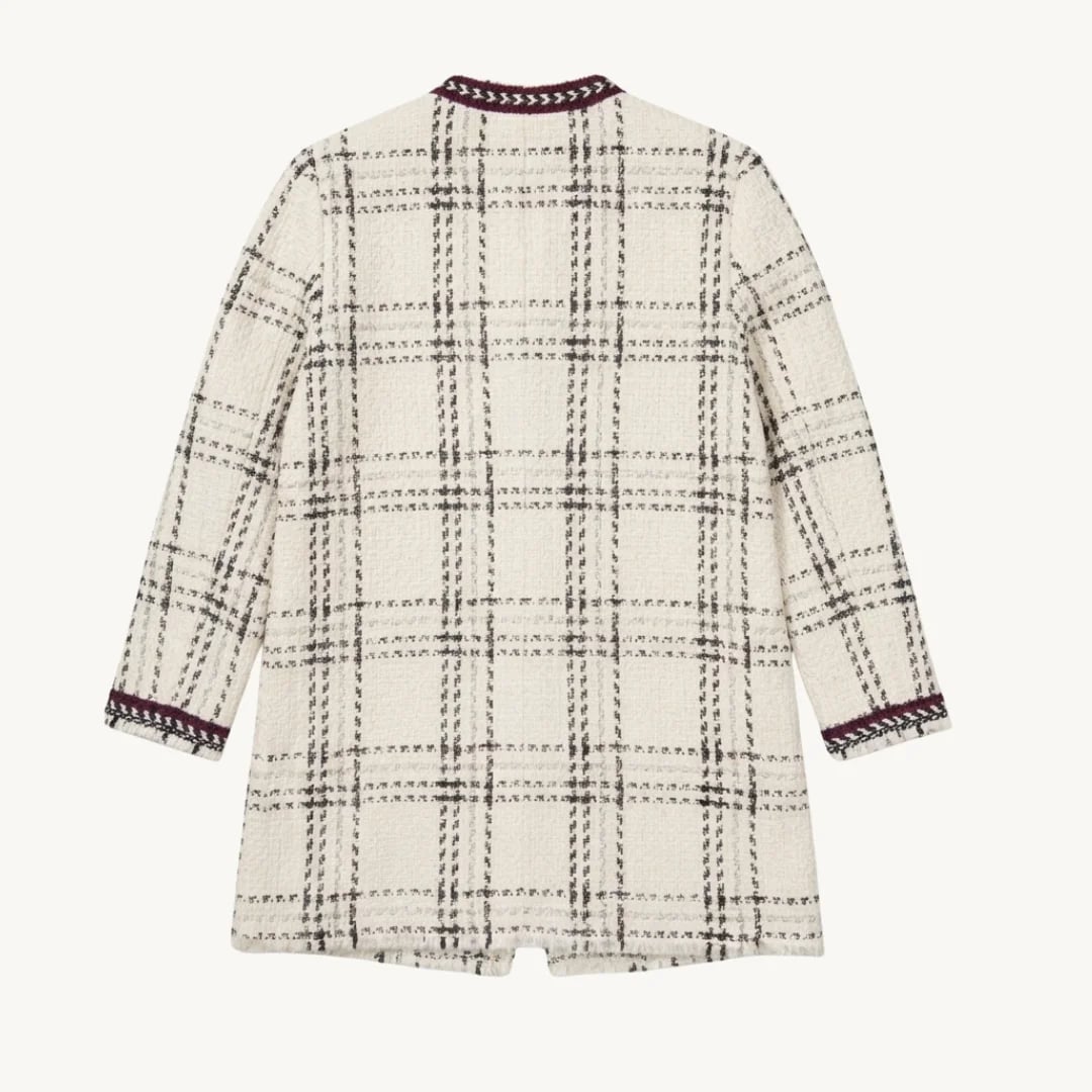 Chaqueta Zara de Tweed - Cuadros Crema y Negro — foto 2