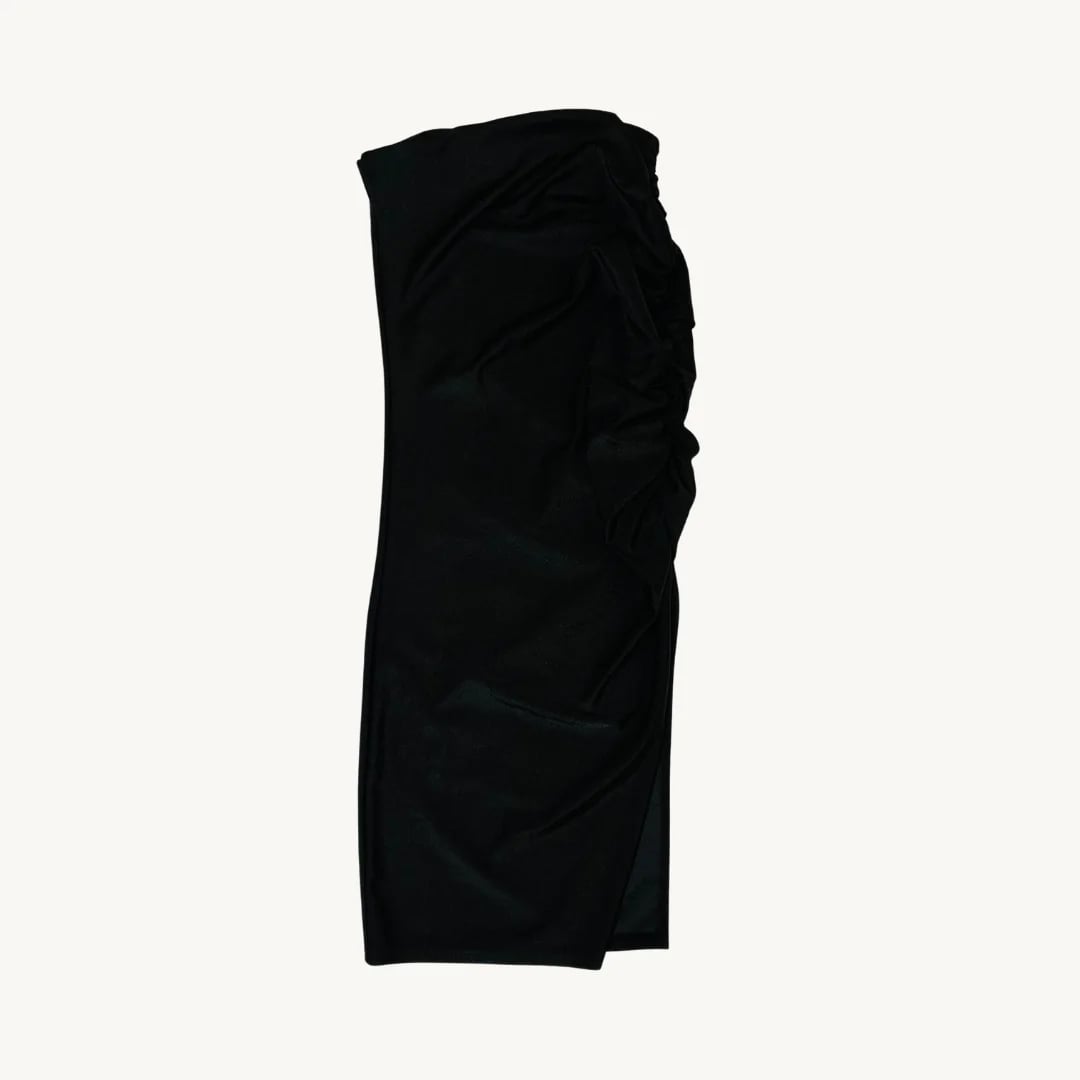 Falda Midi Ajustable con Drapeado Lateral - Negro