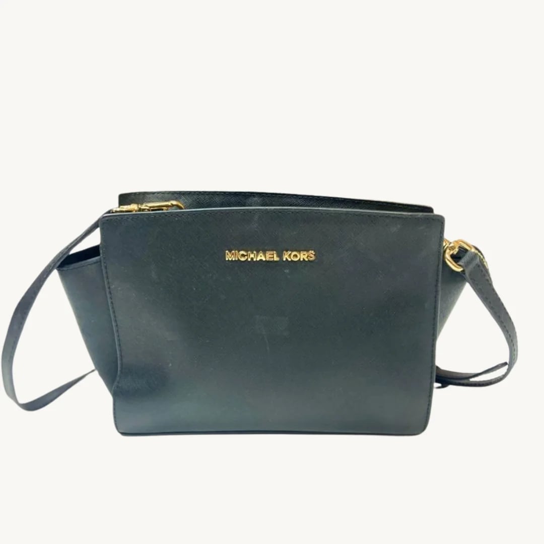 Michael Kors Selma Medium Saffiano Leather Satchel Black