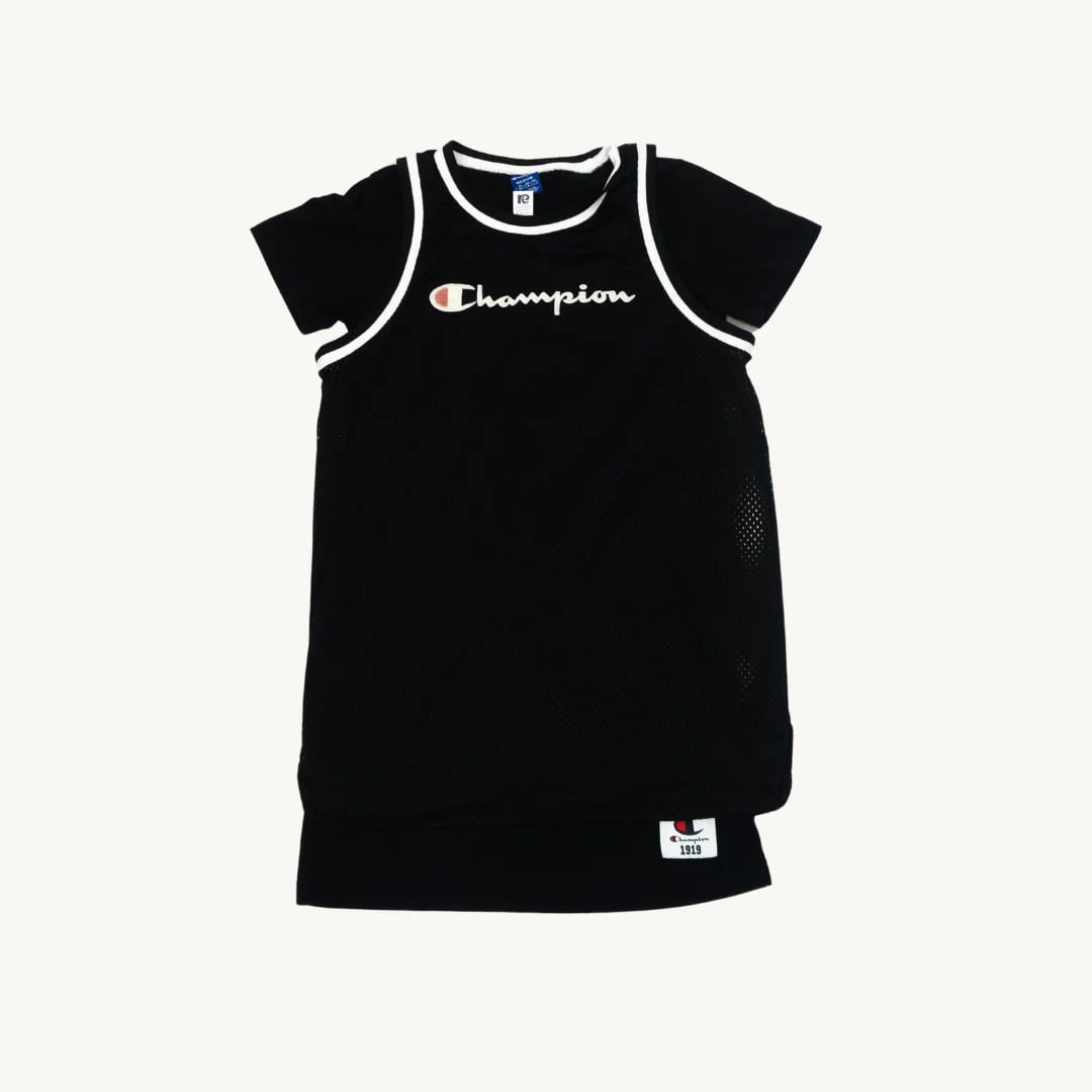 Polera Vestido Dos en Uno Champion Mesh Negro de Mujer