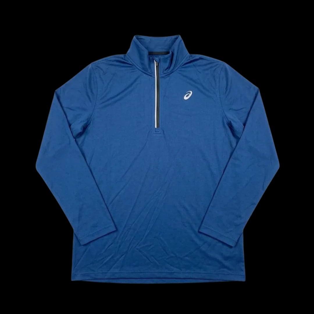 Polerón Deportivo Asics Azul con Medio Cierre