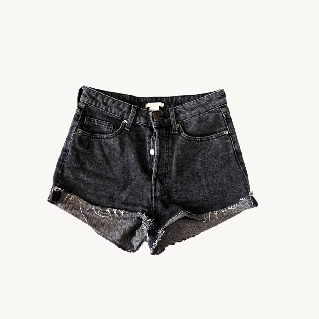 Short de Mezclilla H&M - Negro Desgastado