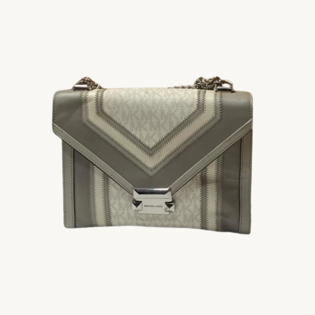 Bolso de Hombro Michael Kors Whitney Large en Logo Signature y Cuero Tricolor