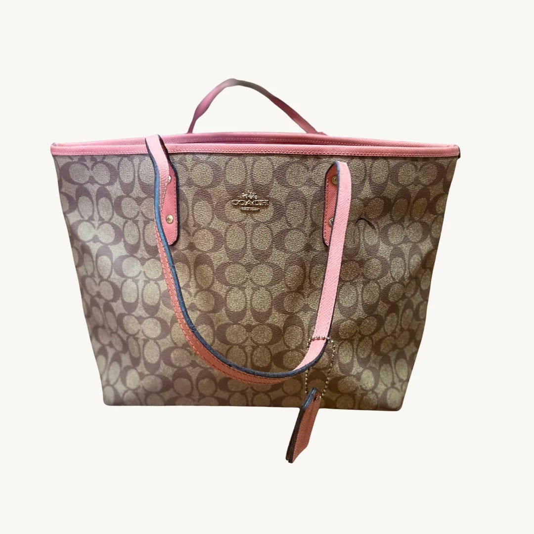 Bolso Tote Coach City en Lona Signature con Detalles Rosa Coral