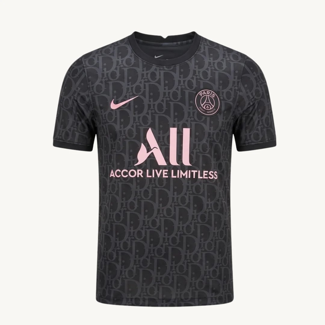 Camiseta PSG Edición Especial Monograma Negro y Rosado