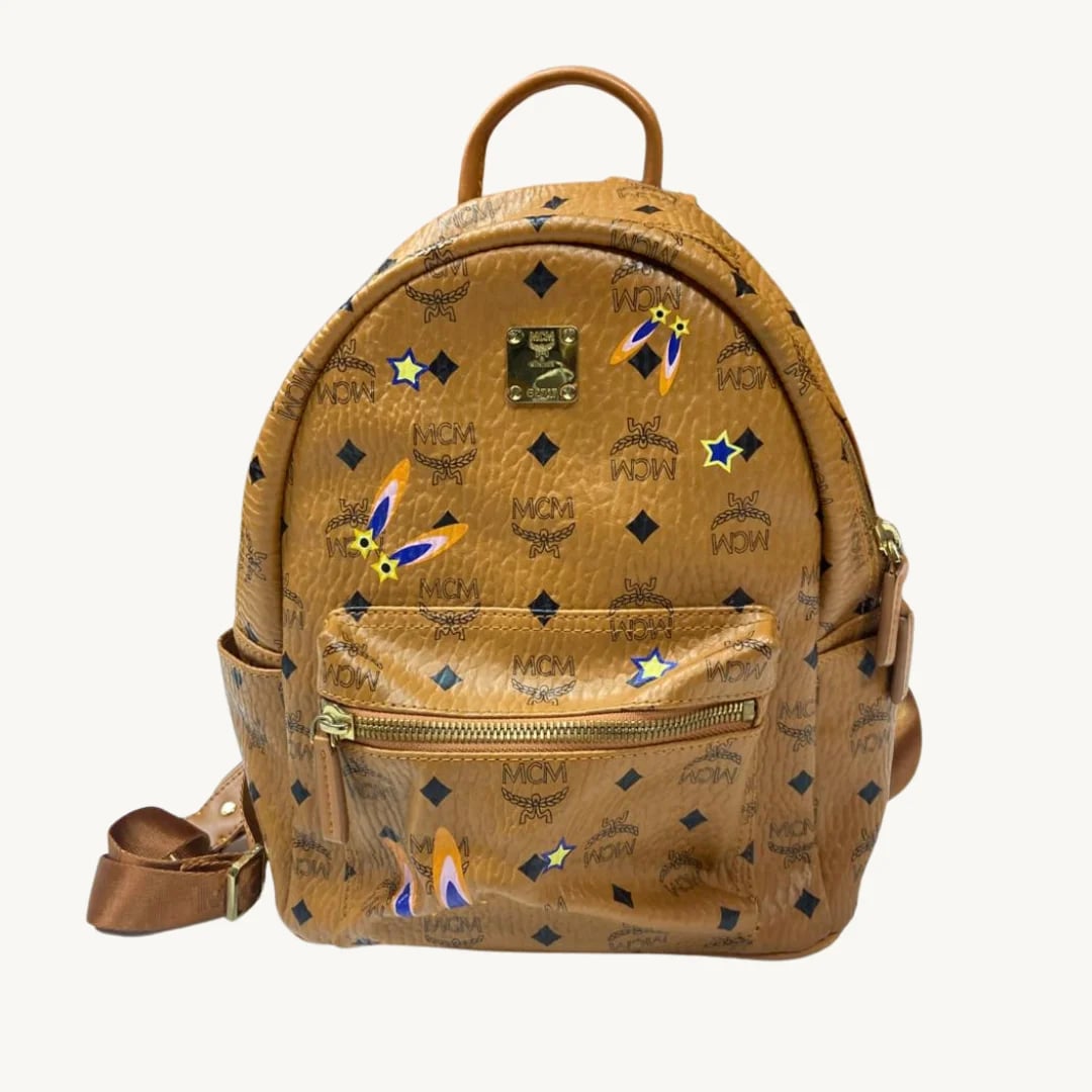 MCM Stark Backpack in Visetos Cognac Rabbit Edition