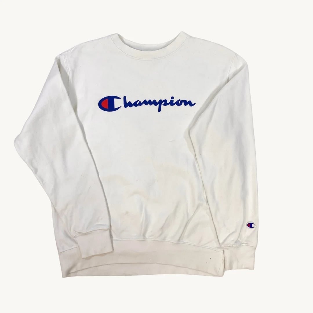 Poleron Champion Cuello Redondo Clásica Blanca
