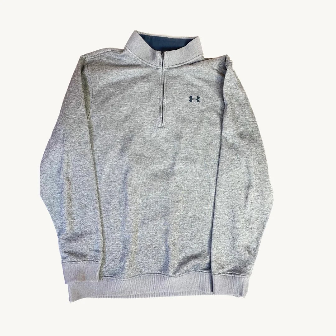 Poleron Under Armour Deportivo de Cierre de un Cuarto en Gris Jaspeado
