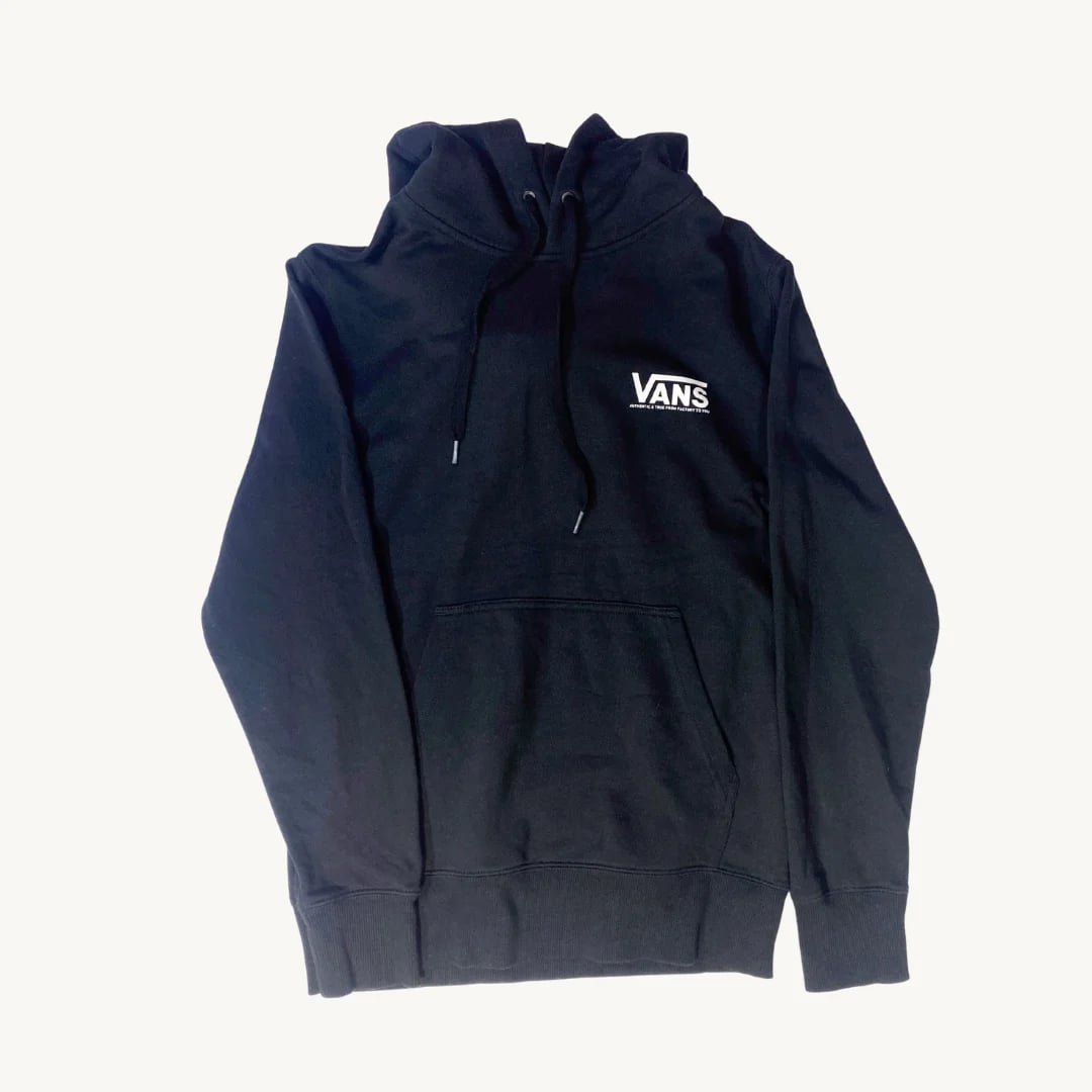 Poleron Vans Negra Clásica con Capucha