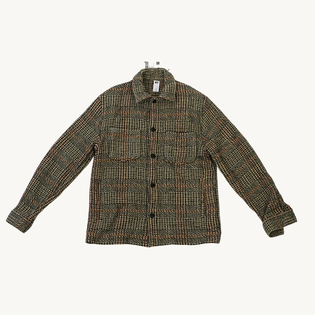 Sobrecamisa Zara de Hilo Grueso a Cuadros Tono Oliva