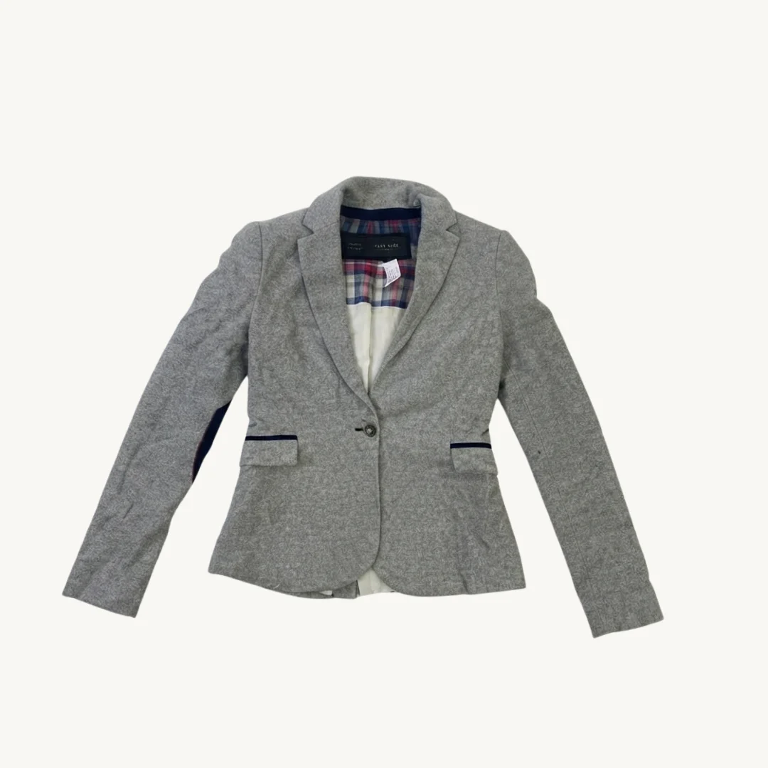 Blazer Zara Basic de Algodón Gris Claro