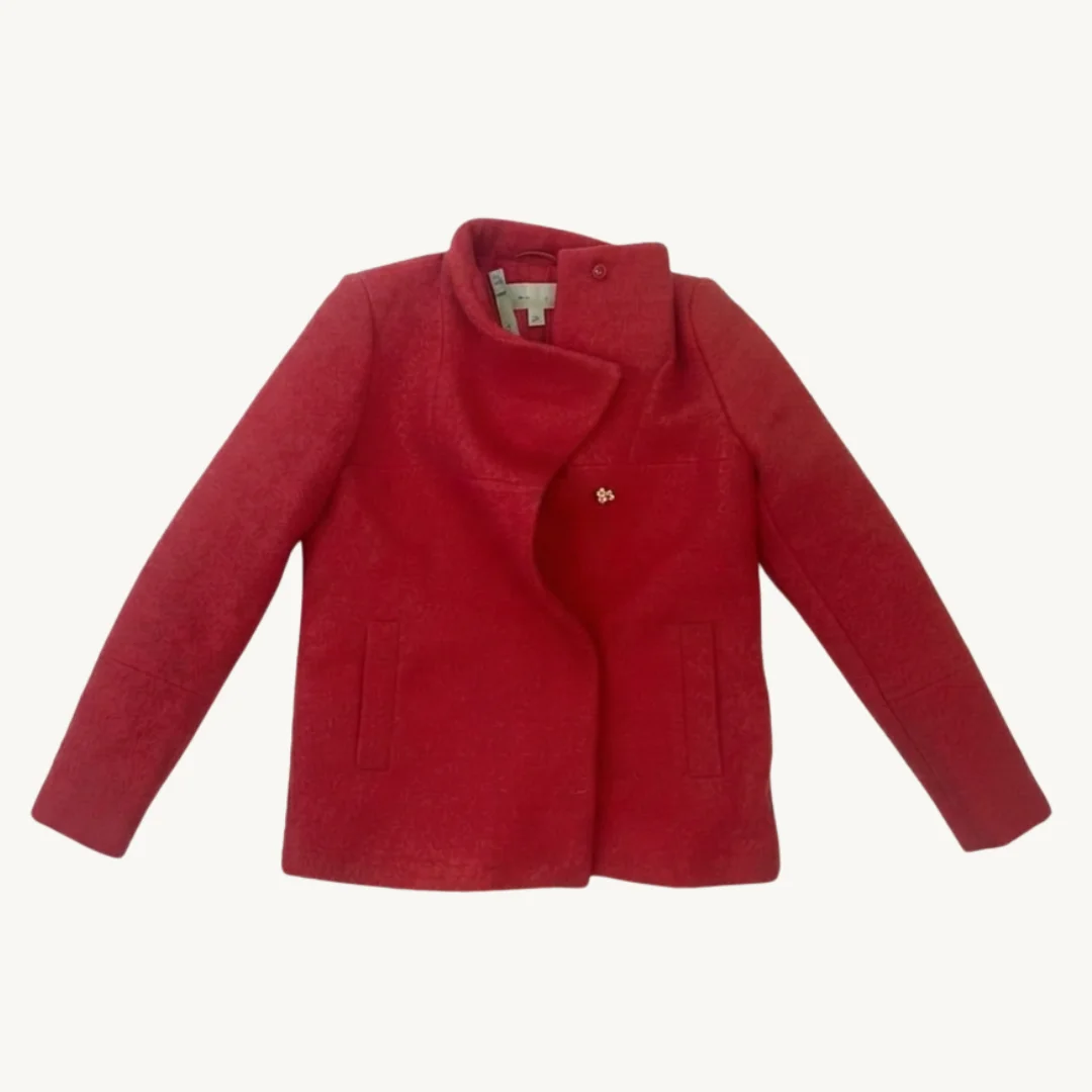Chaqueta Abrigo Zara de Lana Bouclé Rojo
