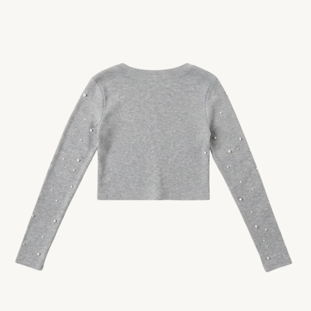 Cárdigan Cropped Zara Gris Claro — foto 2