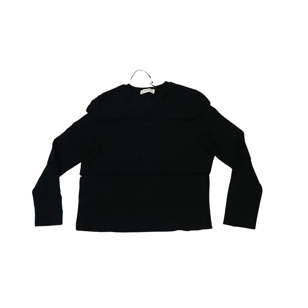 Polera Zara de Hilo Fino Negra con Calados Horizontales