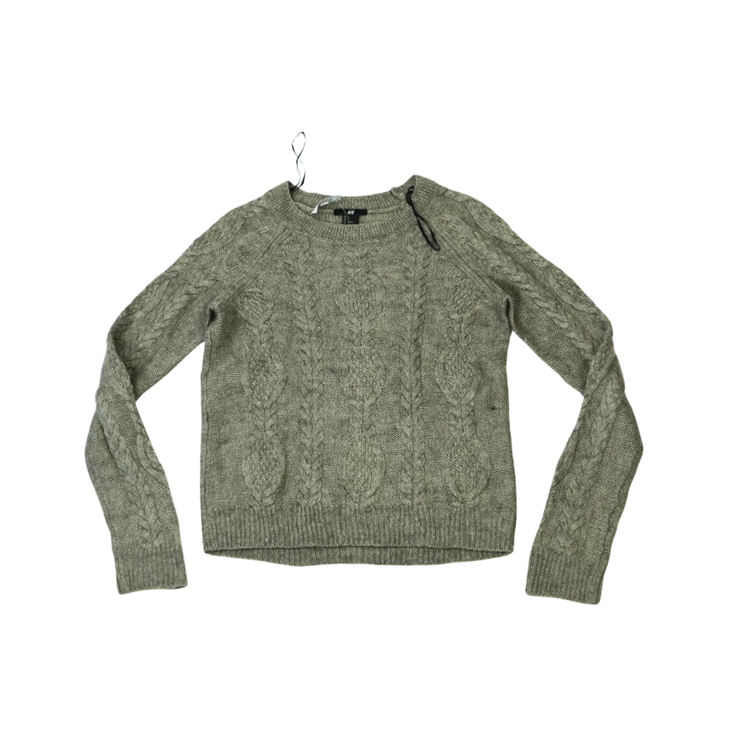 Suéter H&M de Hilo Trenzado Gris con Cuello Redondo