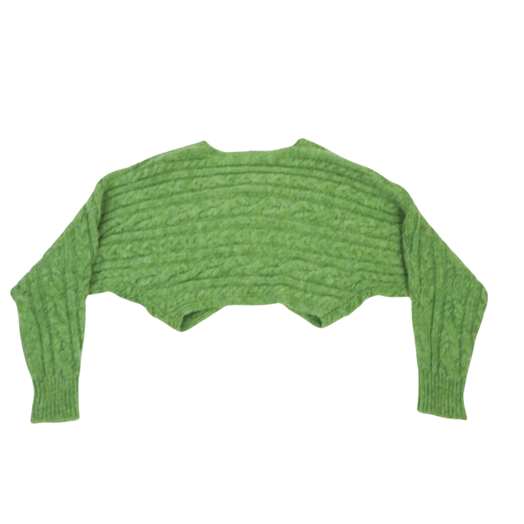 Suéter Crop Zara de Punto Trenzado en Color Verde Manzana