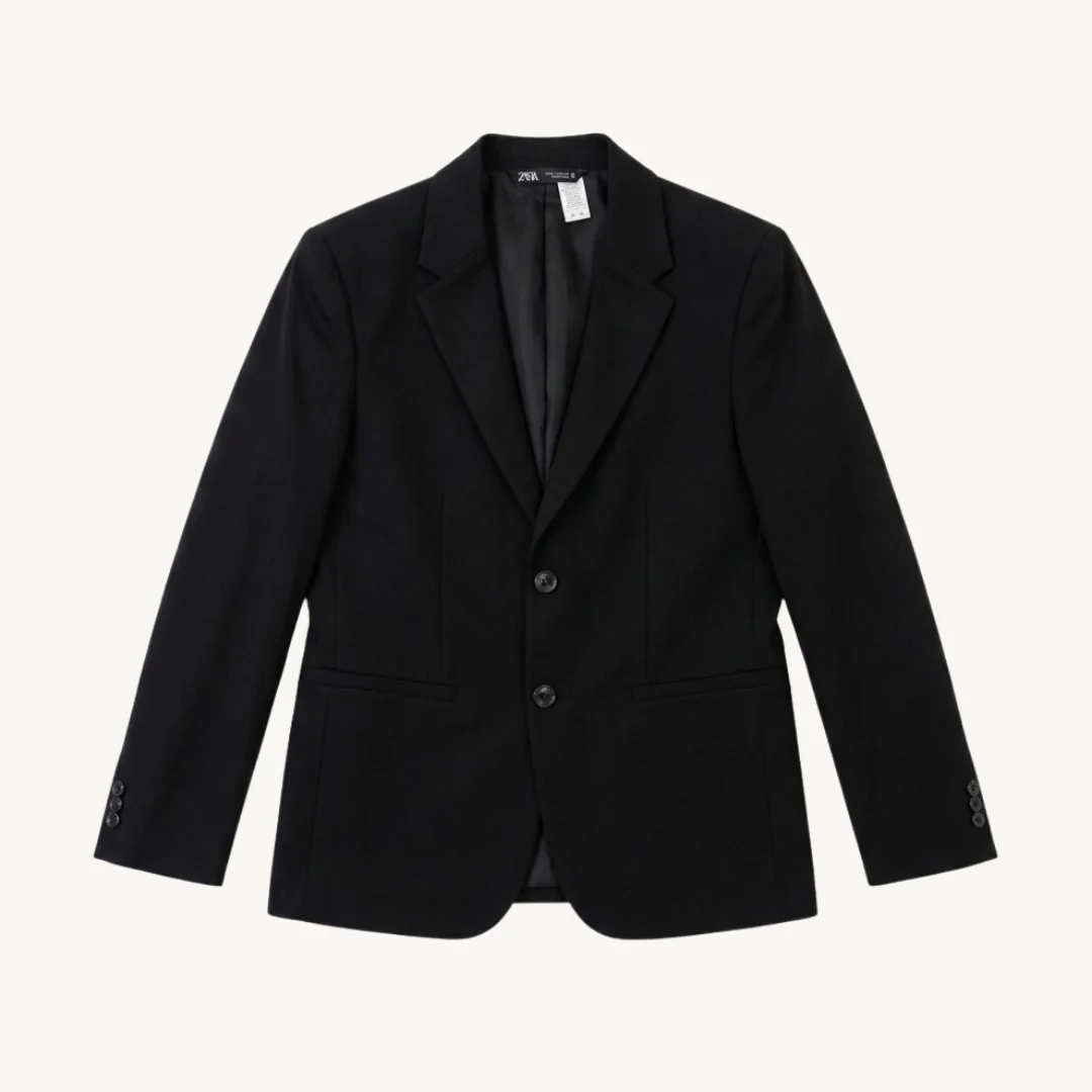 Blazer Zara Clásico Negro Entallado con Dos Botones