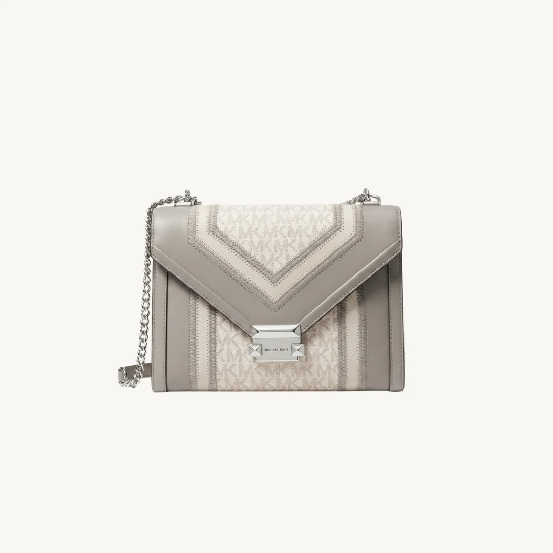 Bolso de Hombro Michael Kors Whitney Large en Logo Signature y Cuero Tricolor