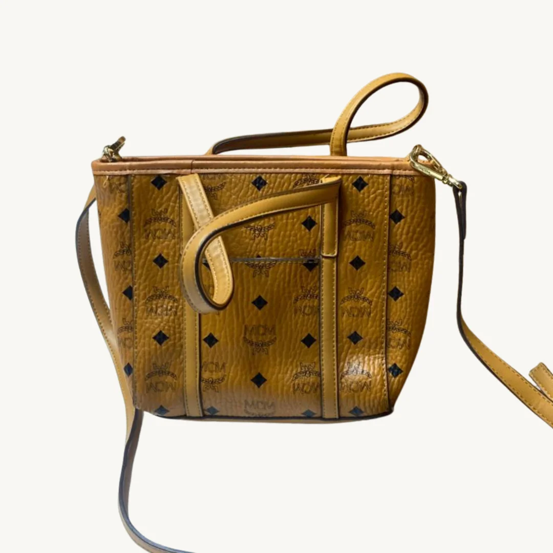 Bolso Mini Tote MCM Munchen en Lona Visetos Cognac — foto 2