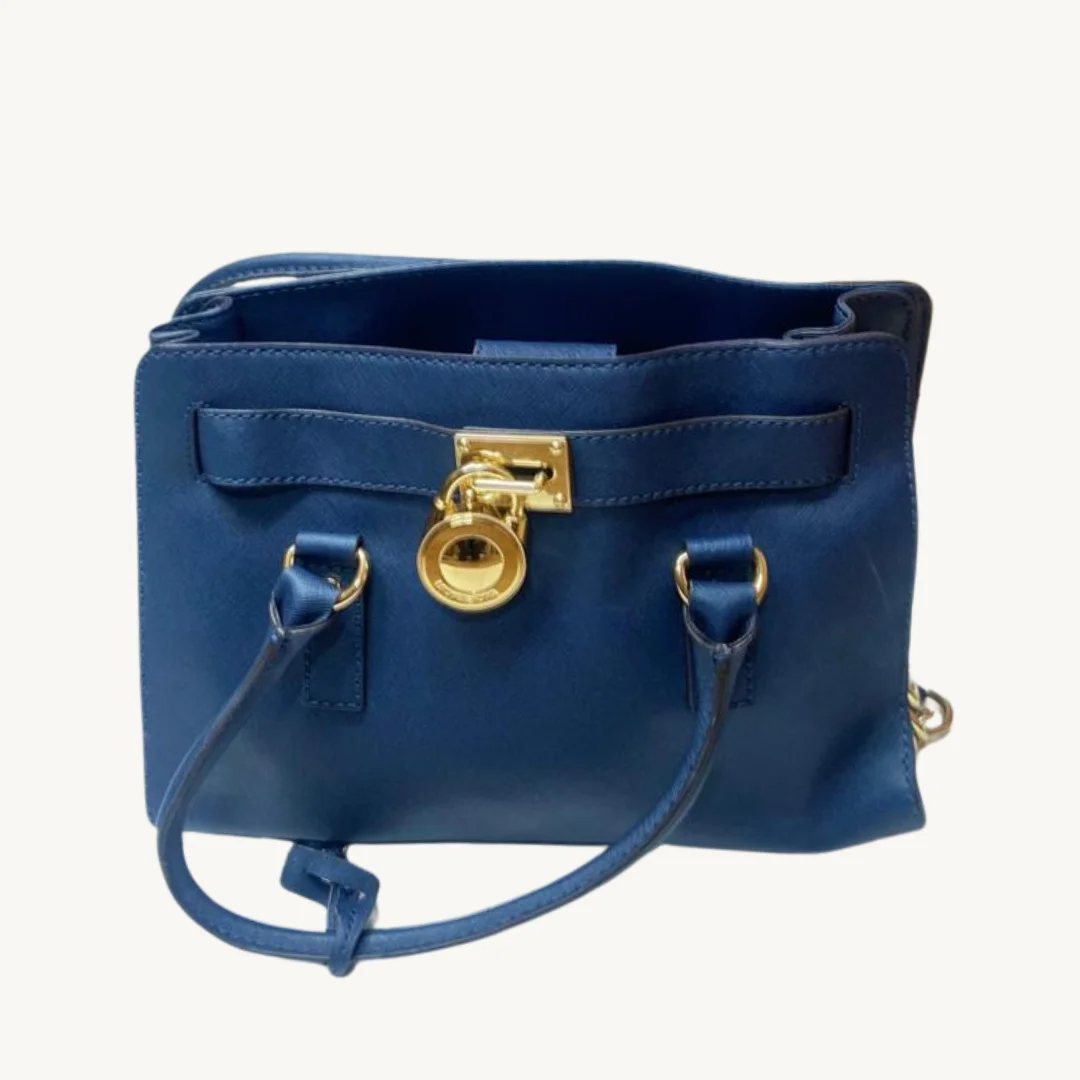 Bolso Satchel Michael Kors Hamilton en Cuero Saffiano Azul Navy