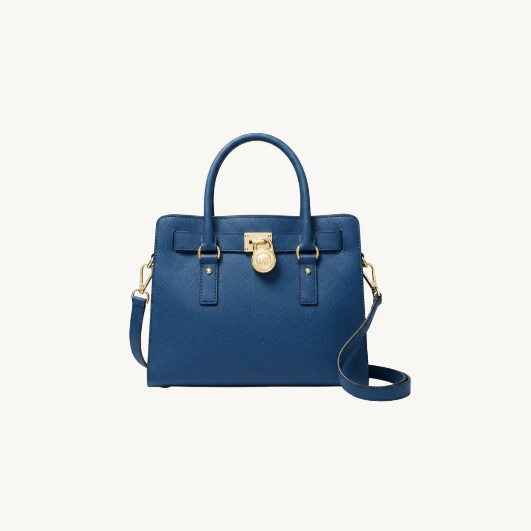 Bolso Satchel Michael Kors Hamilton en Cuero Saffiano Azul Navy