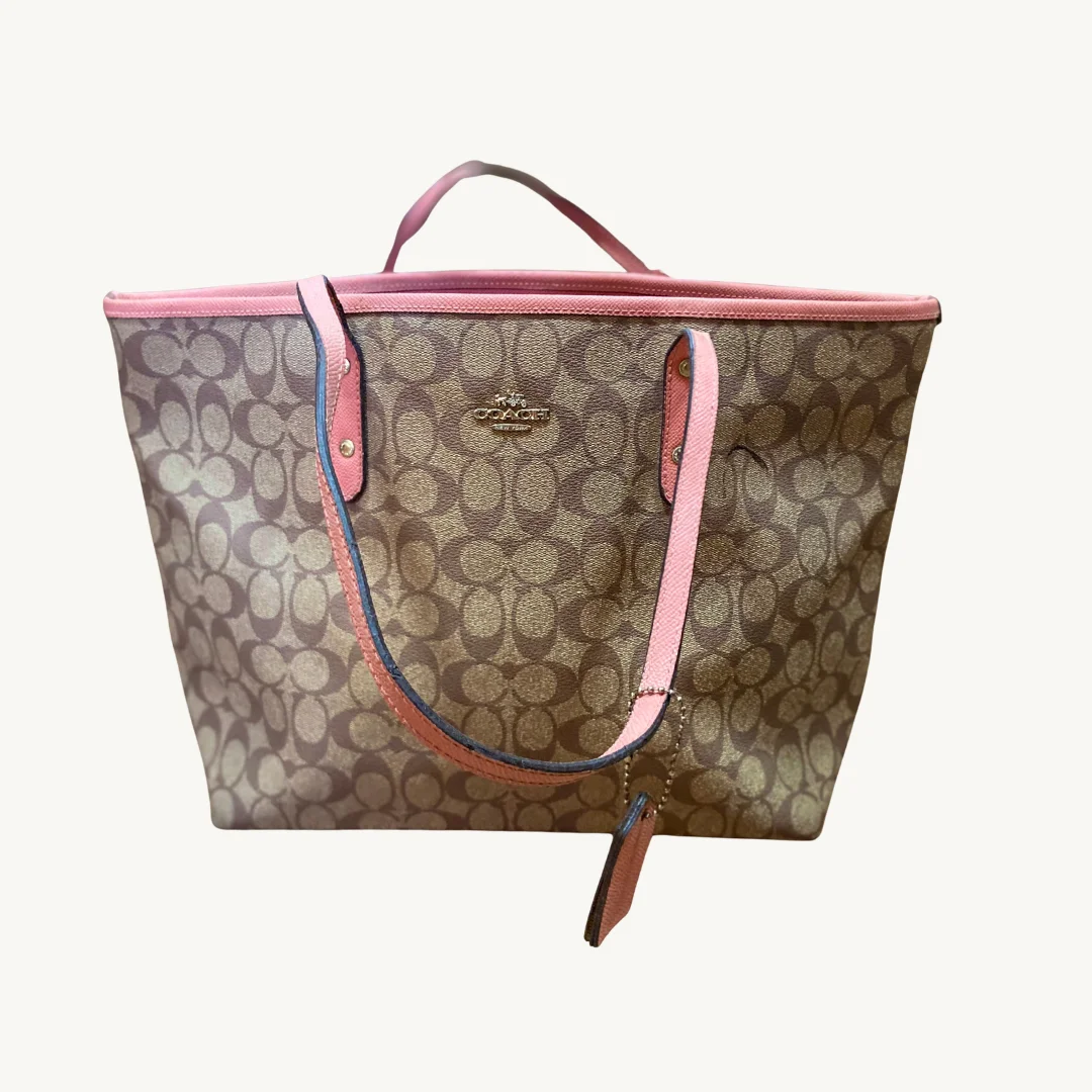 Bolso Tote Coach City en Lona Signature con Detalles Rosa Coral