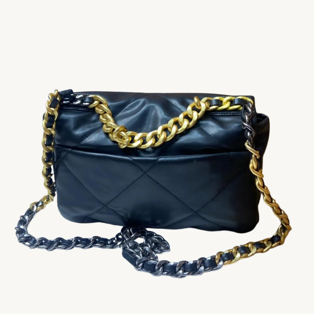 Bolso Tote Coach Mollie en Cuero Pebble Negro con Detalles en Cuero Saddle