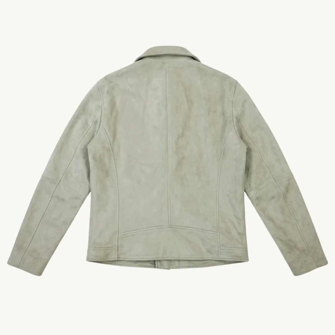 Chaqueta Biker Zara Gris Claro de Efecto Gamuza — foto 4