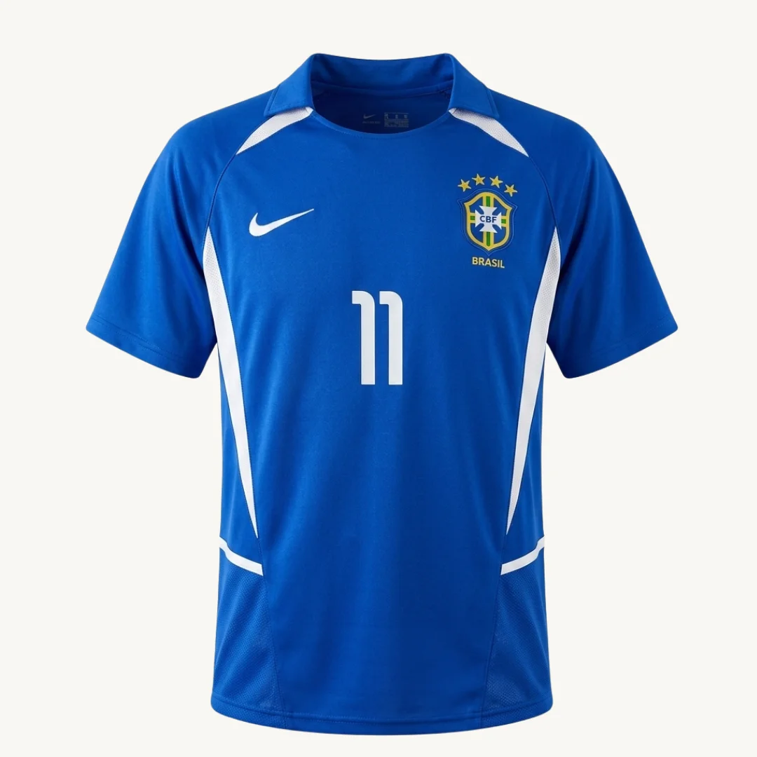 Camiseta Brasil Visitante 2002-2004 Ronaldinho 11 Nike Total 90