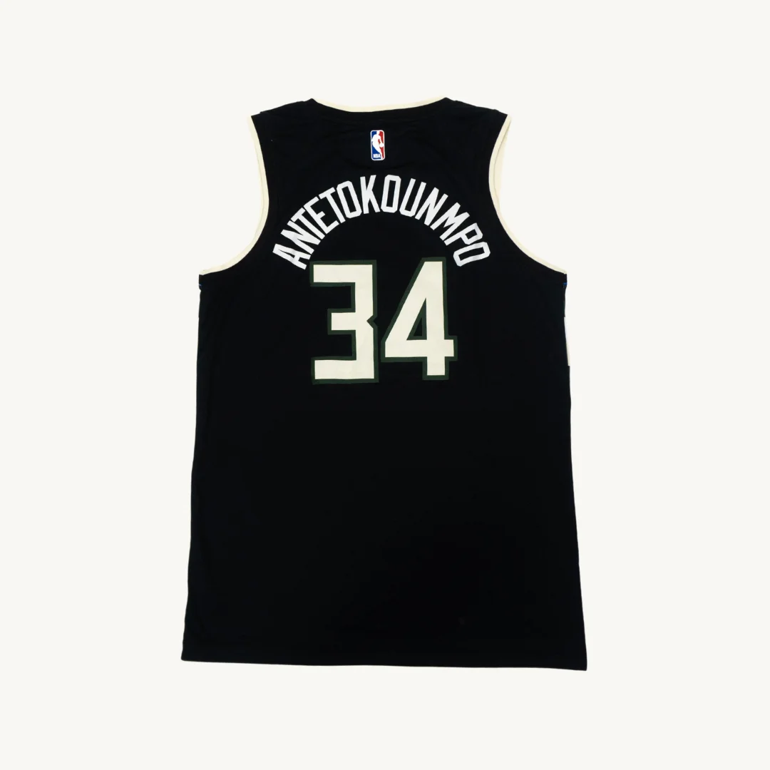 Camiseta de Basquetbol Milwaukee Bucks Giannis Antetokounmpo 34 Jordan Negra