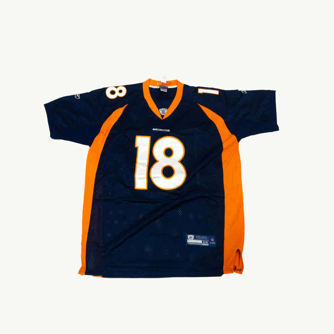Camiseta de Futbol Americano Denver Broncos Peyton Manning 18 Reebok Azul Marino