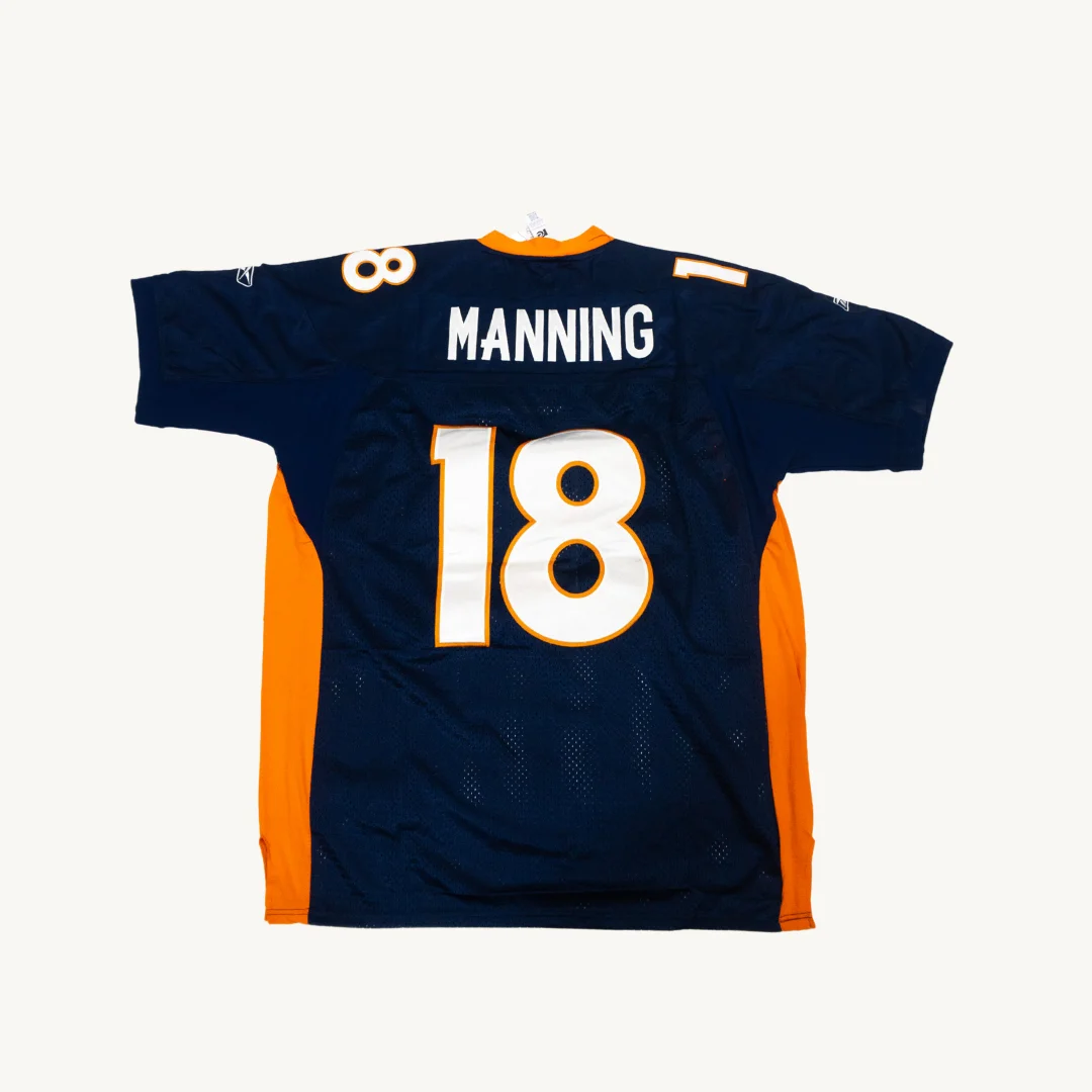 Camiseta de Futbol Americano Denver Broncos Peyton Manning 18 Reebok Azul Marino